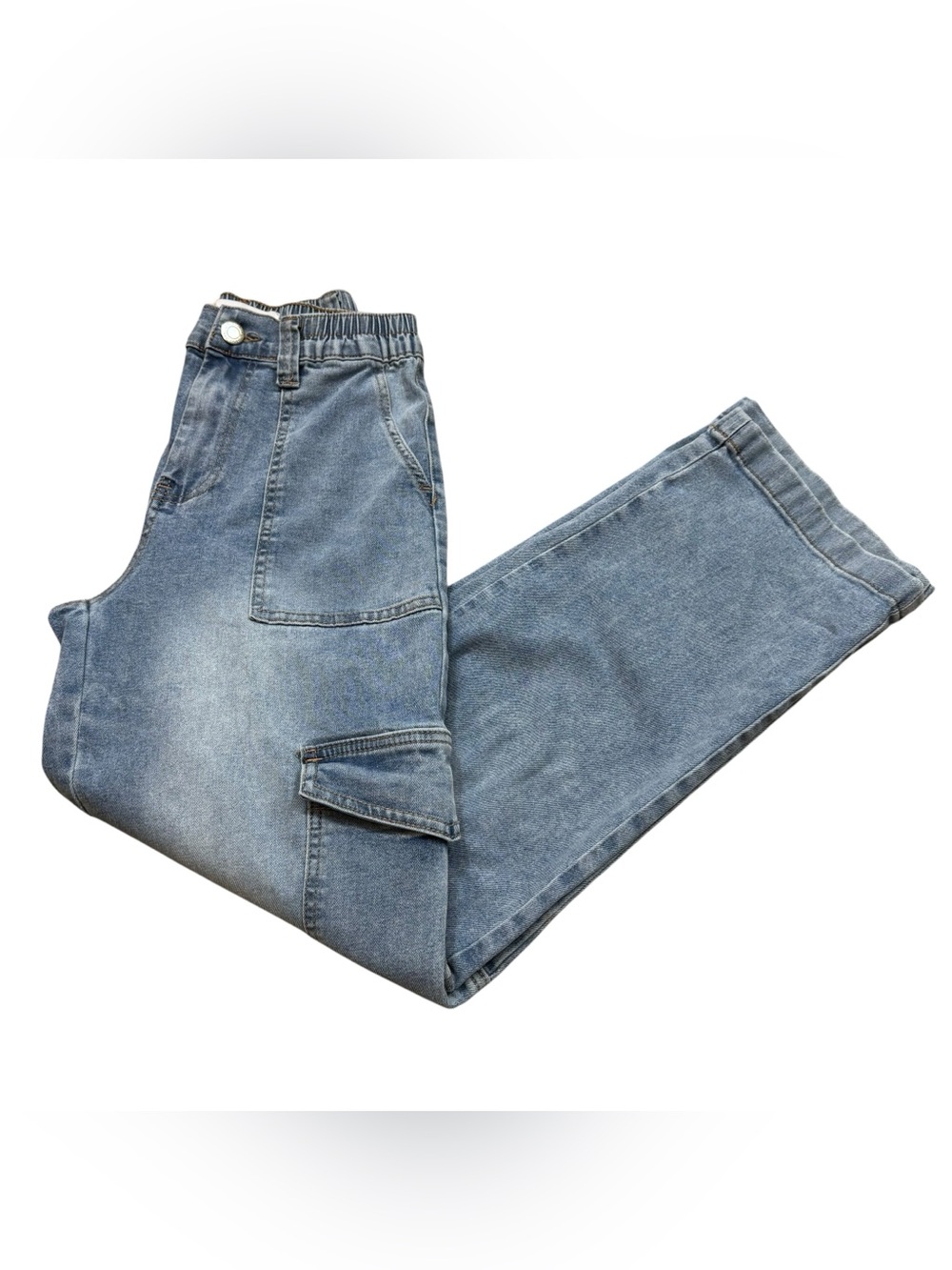 Ladies Gogo Jeans Skater Jean Collection Medium Wash Cargo Style Jeans Size 27
